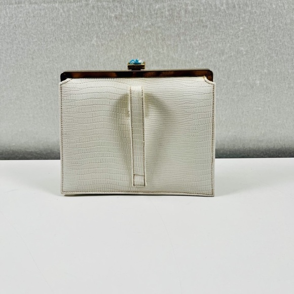 Vintage Meyers ~ White Faux Snakeskin Jeweled Hand Bag Clutch Purse Made in USA